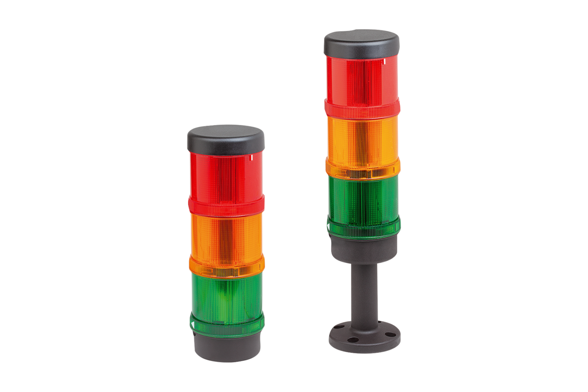 Colonnes de signalisation, LED verte, jaune, rouge, Ø70 mm appareil complet