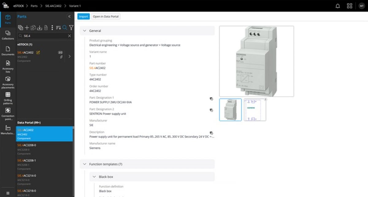 Eplan eStock : accès plus rapide aux données des composants