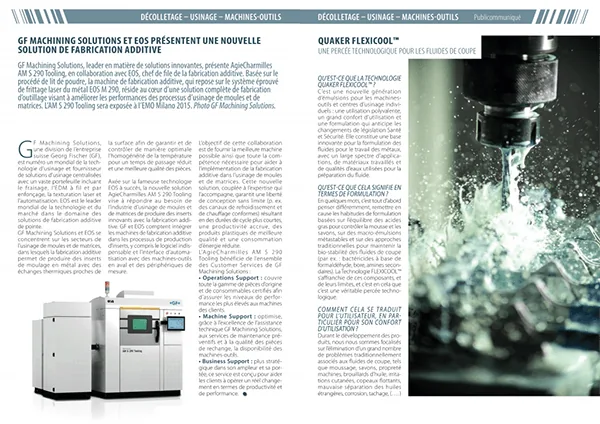 Double page L'Industriel — Sous-traitance